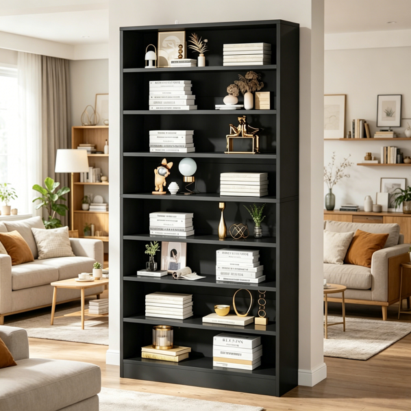 Sleek Minimalist Bookshelf Storage Cabinet - Space-Saving Design