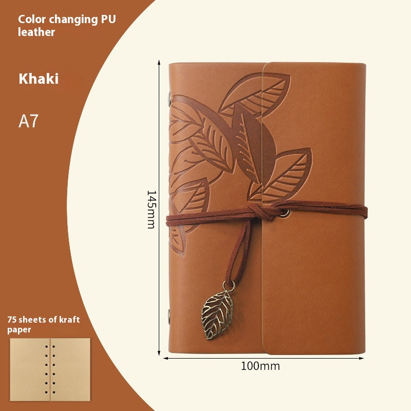 Vintage Travel Notebook - Loose Leaf Diary with Imitation Leather Cover