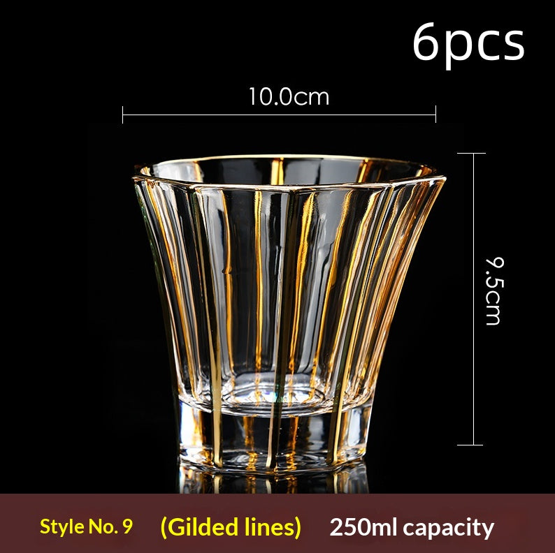 Large Gold-Trimmed Gin Crystal Glass - Vintage Drinkware for Bar & Kitchen