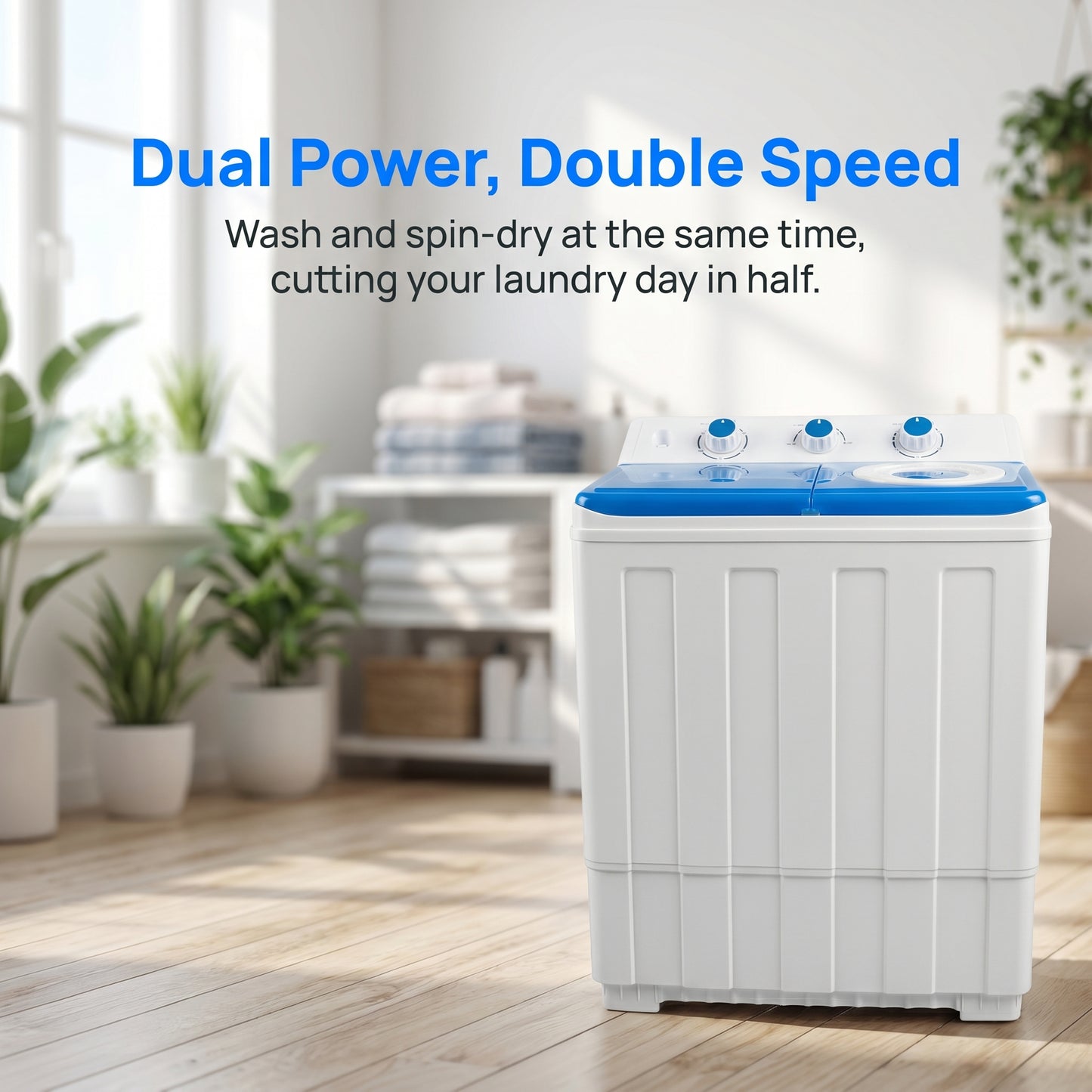 14lbs Portable Washing Machine With 9.5lbs Wash And 4.5lbs Spin, Twin