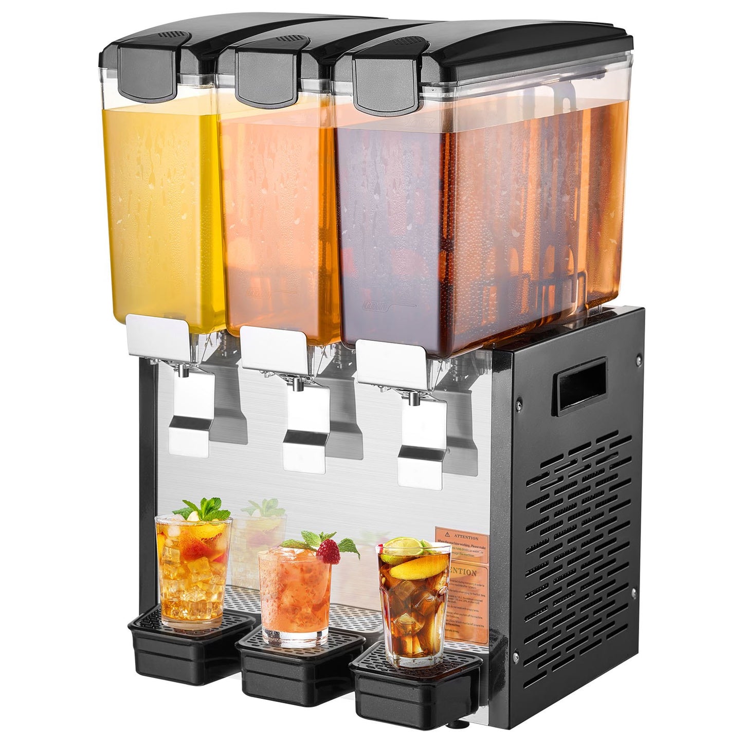 10L Commercial Beverage Dispenser with 3 Tanks - Cold Juice & Ice Drink Cooler