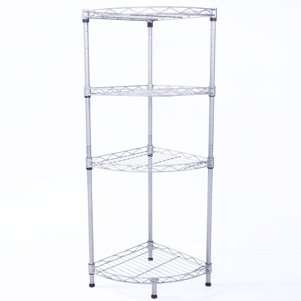 4-Tier Metal Wire Shelving Rack - Silver Storage Unit for Home
