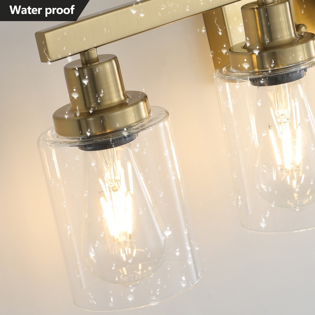 5-Light Golden Vanity Light Fixture with Clear Glass Shades
