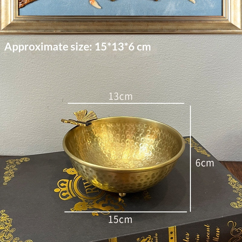 European-Style Brass Fruit Tray Ornament with Butterfly and Plum Blossom Designs