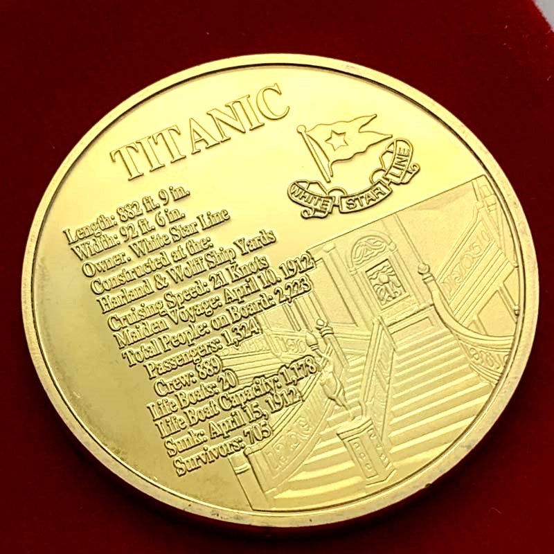 Titanic Commemorative Gold Coin - 40mm Collectible Medallion