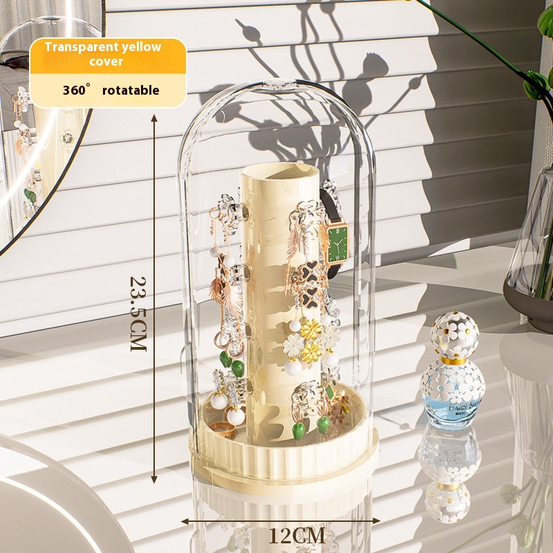 Large Capacity Jewelry Storage Box with Rotating Door - Clear or Colorful Variants