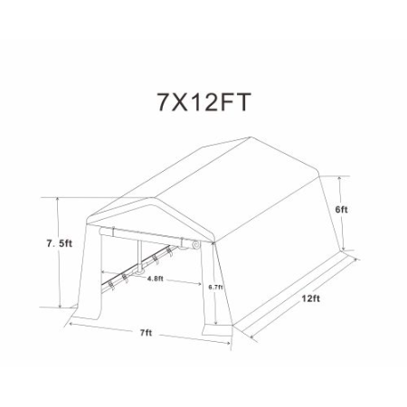 7x12ft Portable Garage Shelter with Roll-Up Doors - Sand