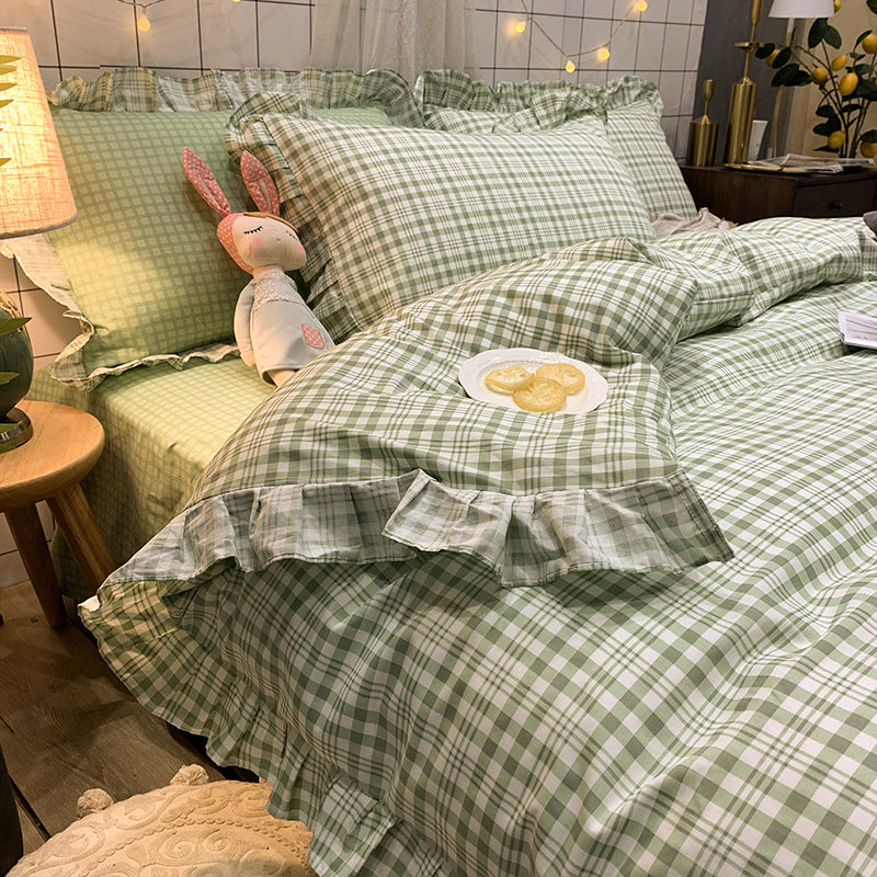 Four-Piece Cotton Bedding Sheets Set for 1.8m Bed - Princess Style, Summer Comfort