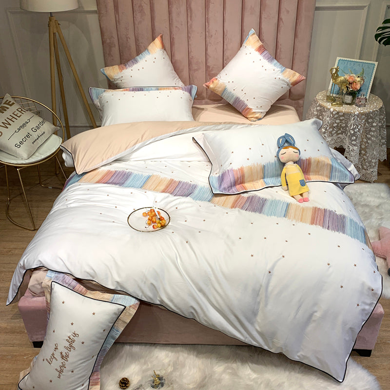 Cotton Embroidery Duvet Cover Set with Heart Pattern - All Bed Sizes