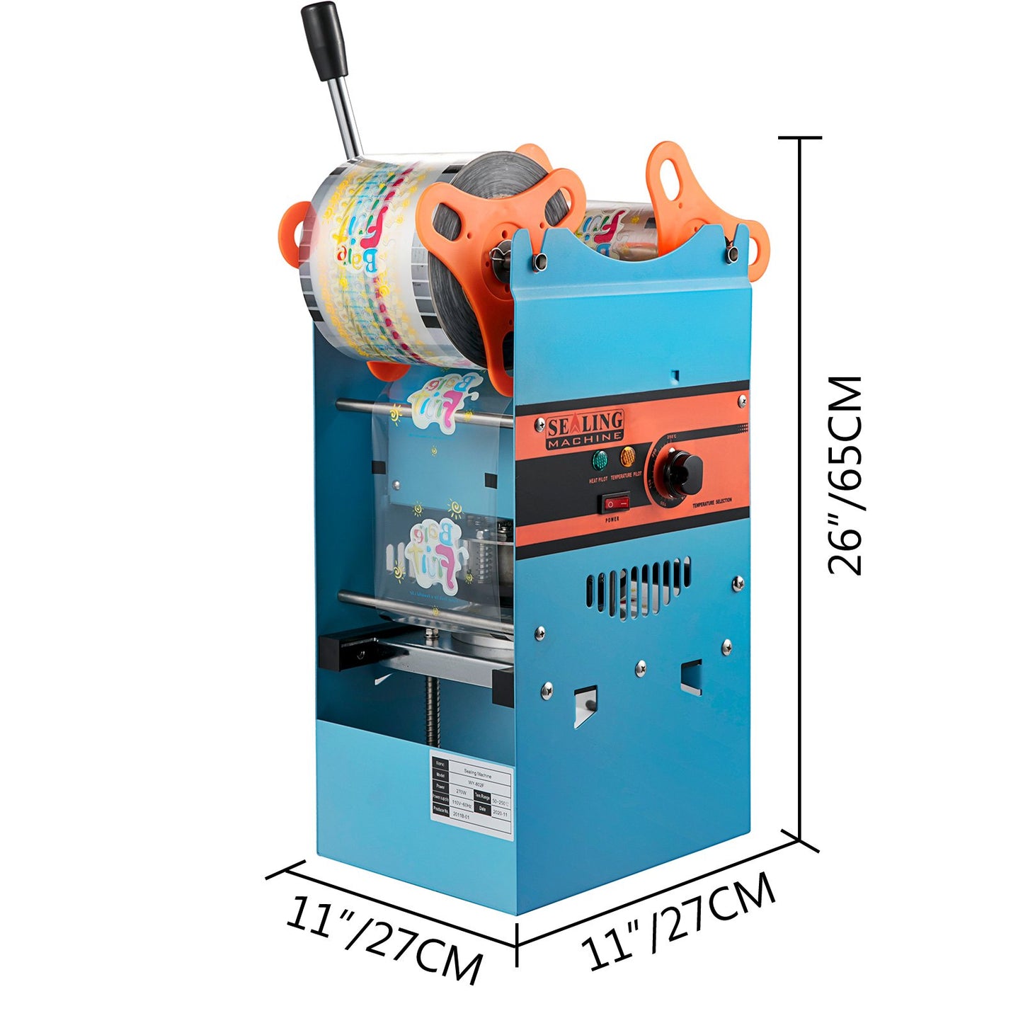 Manual Boba Tea Cup Sealer Machine 90/95mm Blue Sealing Tool for Bubble Milk Tea