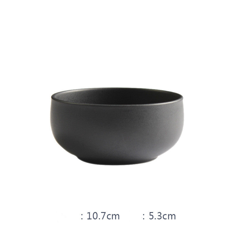 Deep Ceramic Rice & Noodle Bowl Set with Flat Plate & Shallow Platter