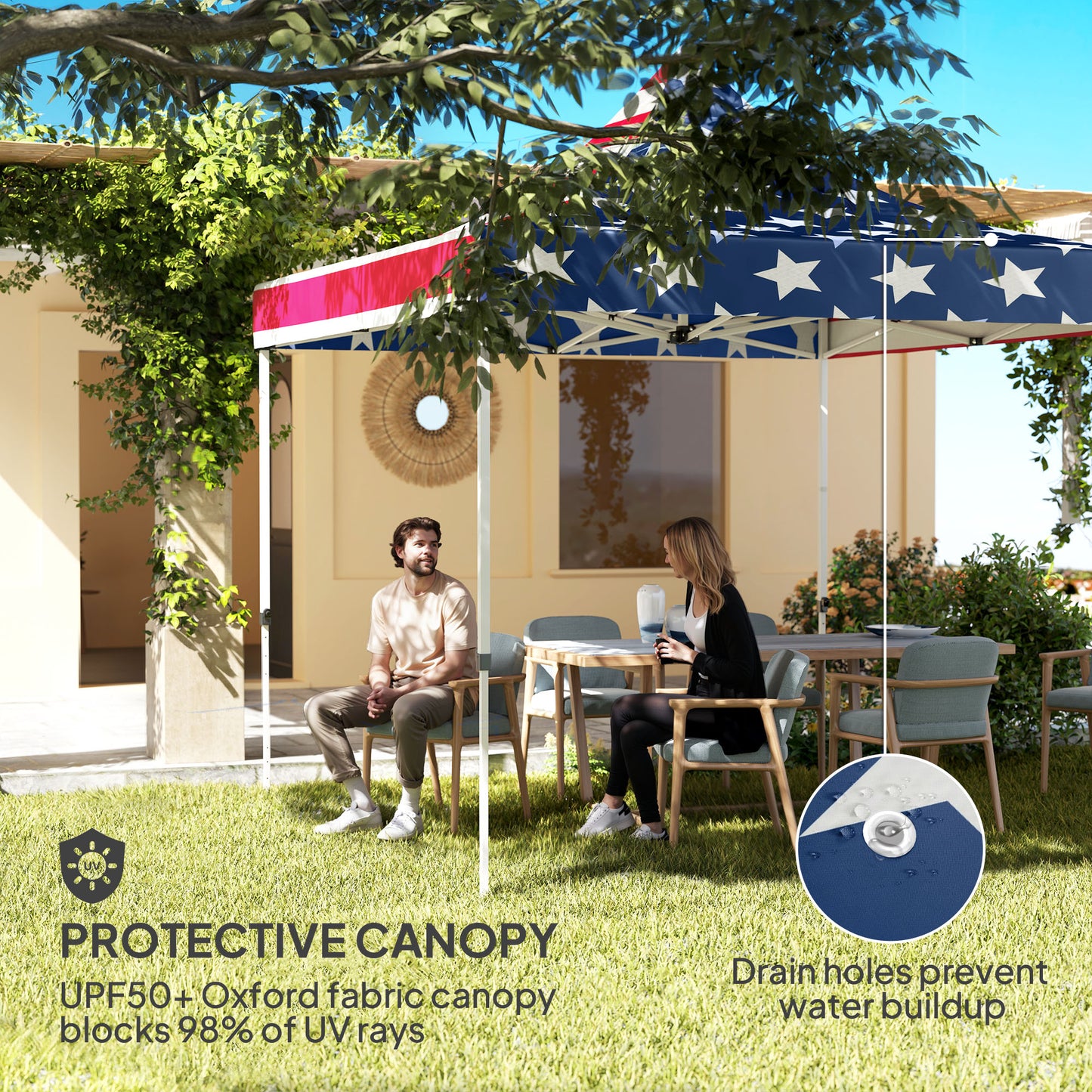 Heavy Duty 10x10 Pop Up Canopy Tent with Sidewall - American Flag