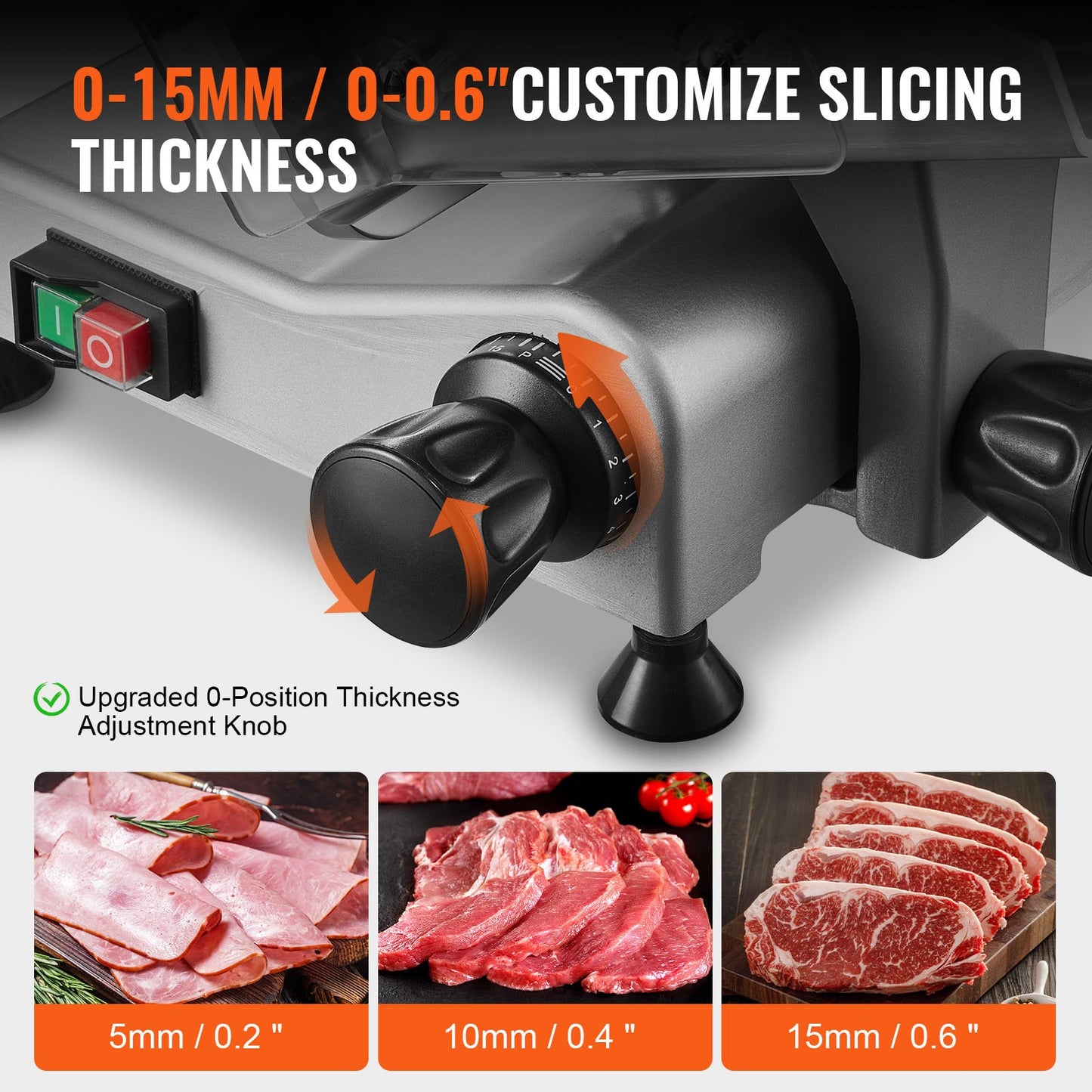 Electric Meat Slicer 340W with 10-Inch Stainless Steel Blade Adjustable Thickness