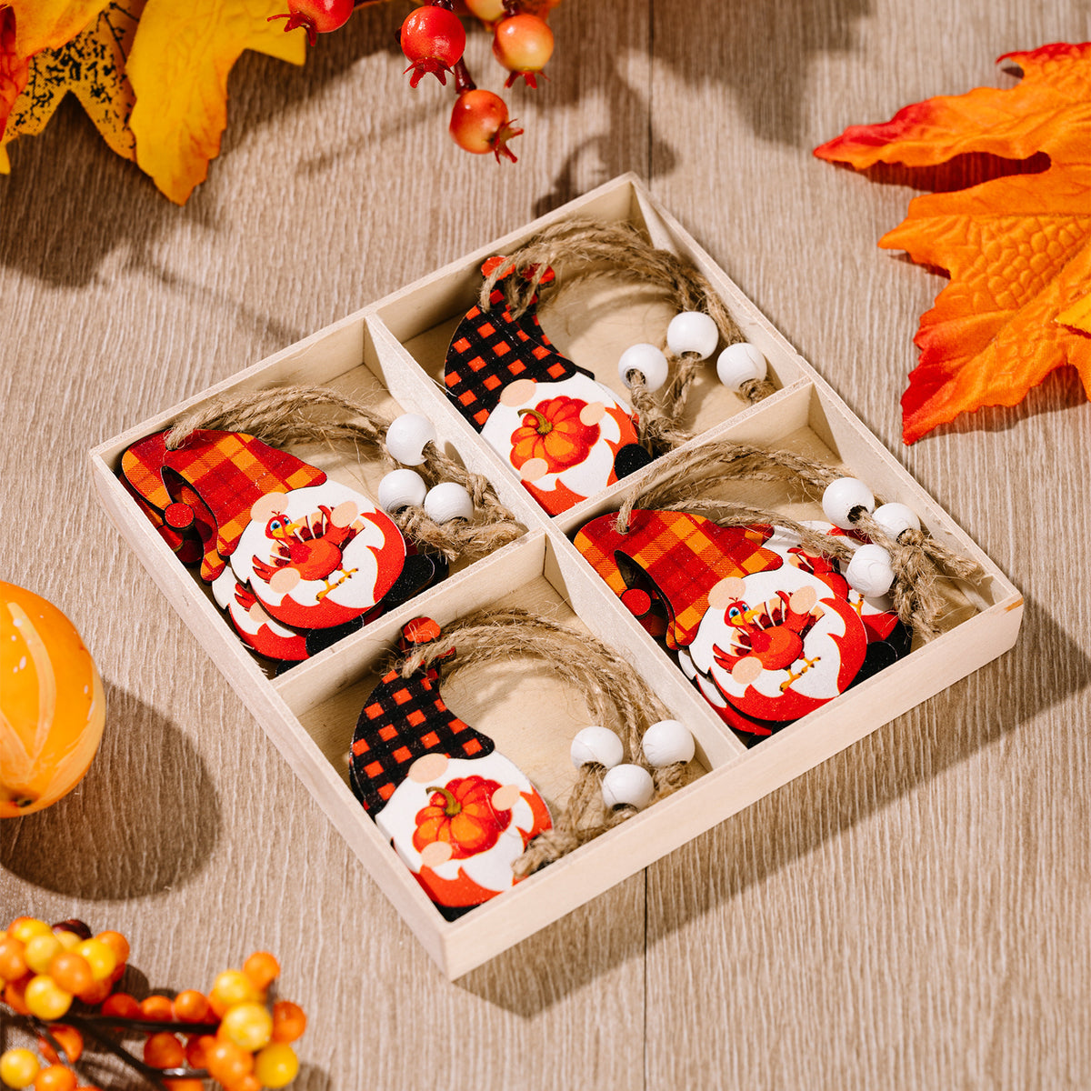 12-Pack Harvest Season Wooden Pendant Decorations - Festive Home & Party Decor