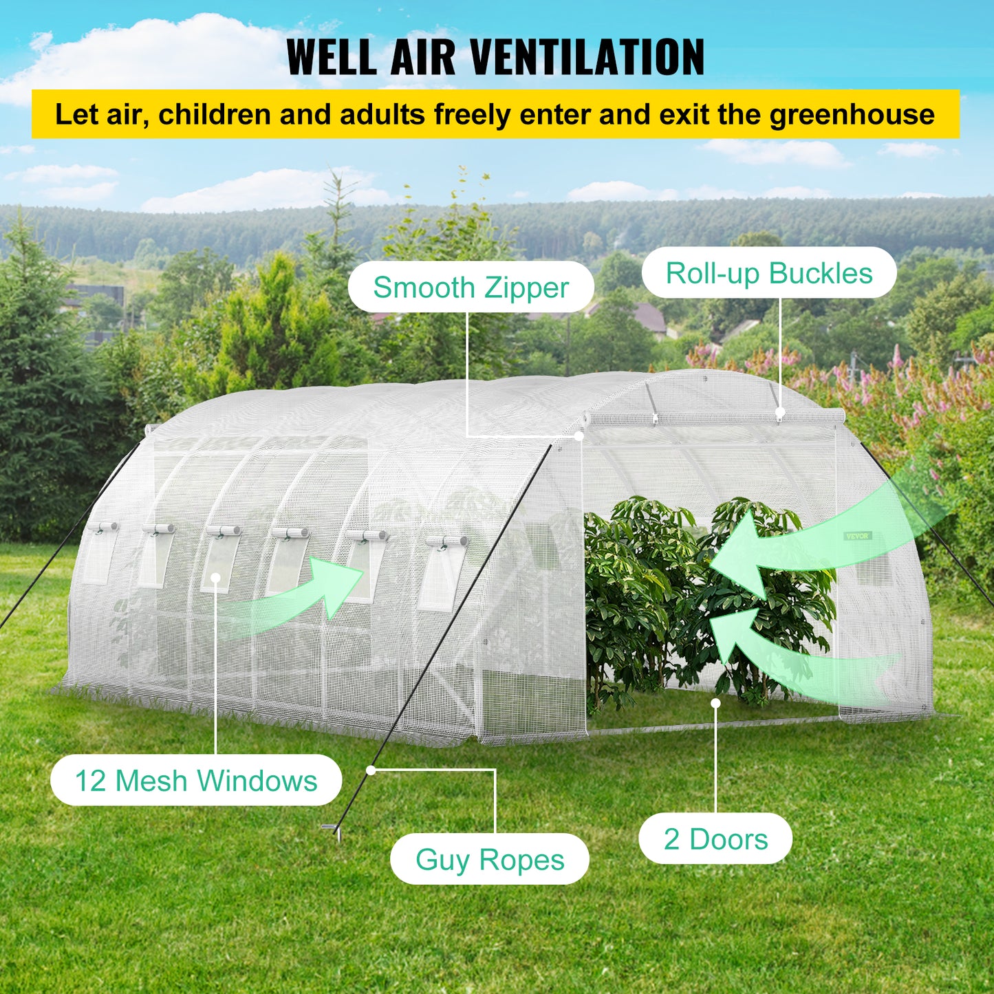 Walk-in Tunnel Greenhouse 20x10x7 Ft Portable Plant Growing Hot House with Steel Frame