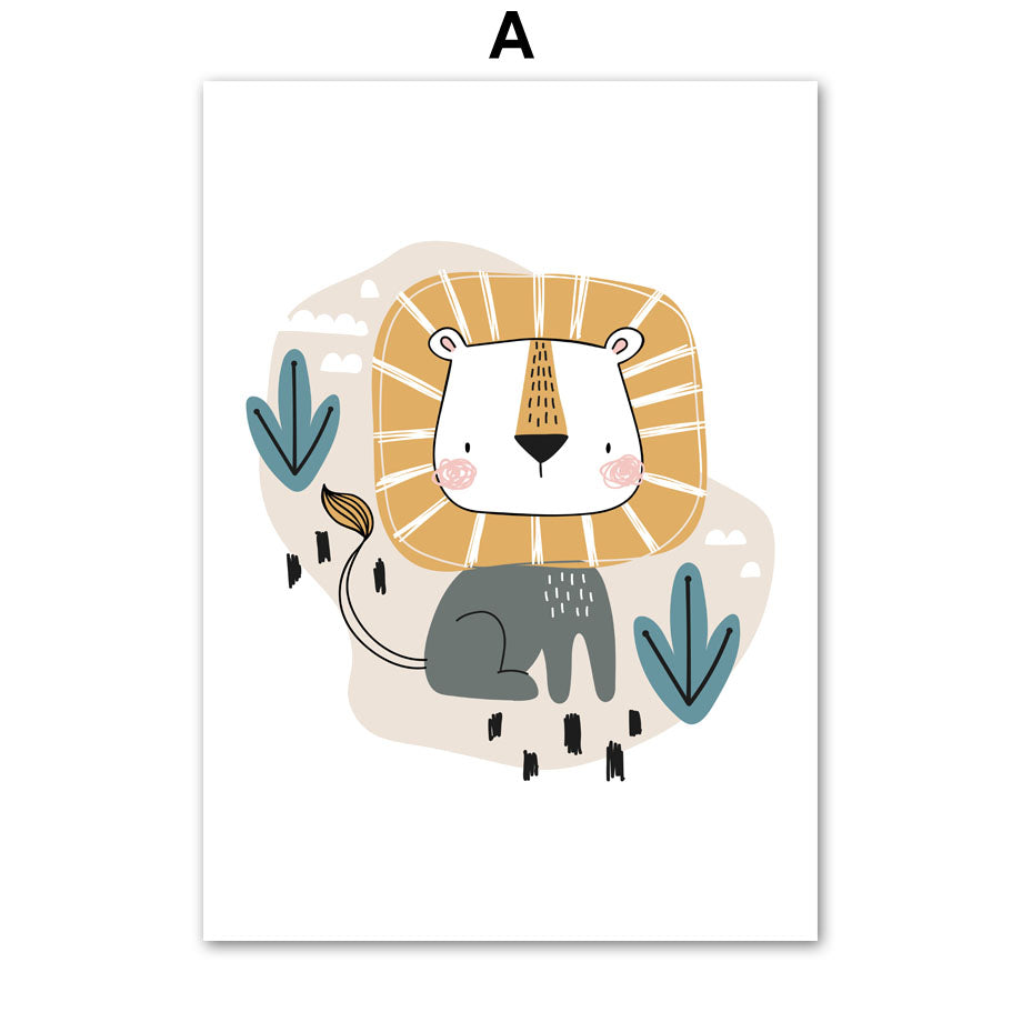 Cute Animal Print Scandinavian Posters for Room Decoration - Multiple Sizes & Styles
