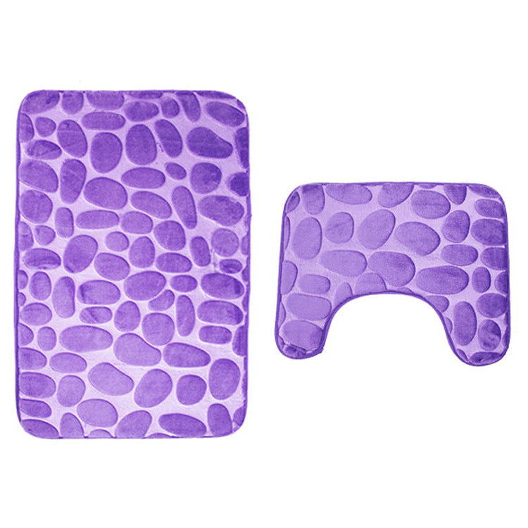 Non-Slip Bathroom Mat Set Pebble Stone Toilet Floor Carpet European American Style