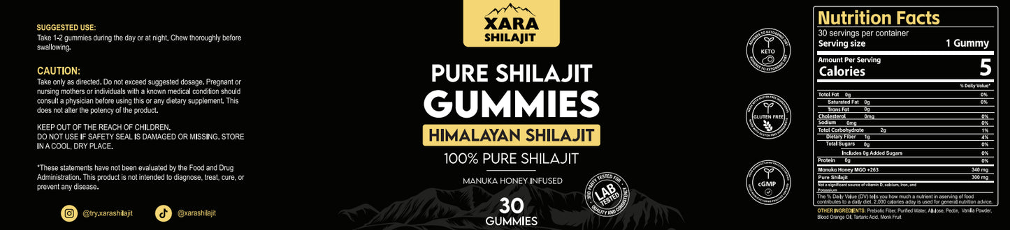 Shilajit Gummies Adult Dietary Supplement - Multiple Bottle Sizes
