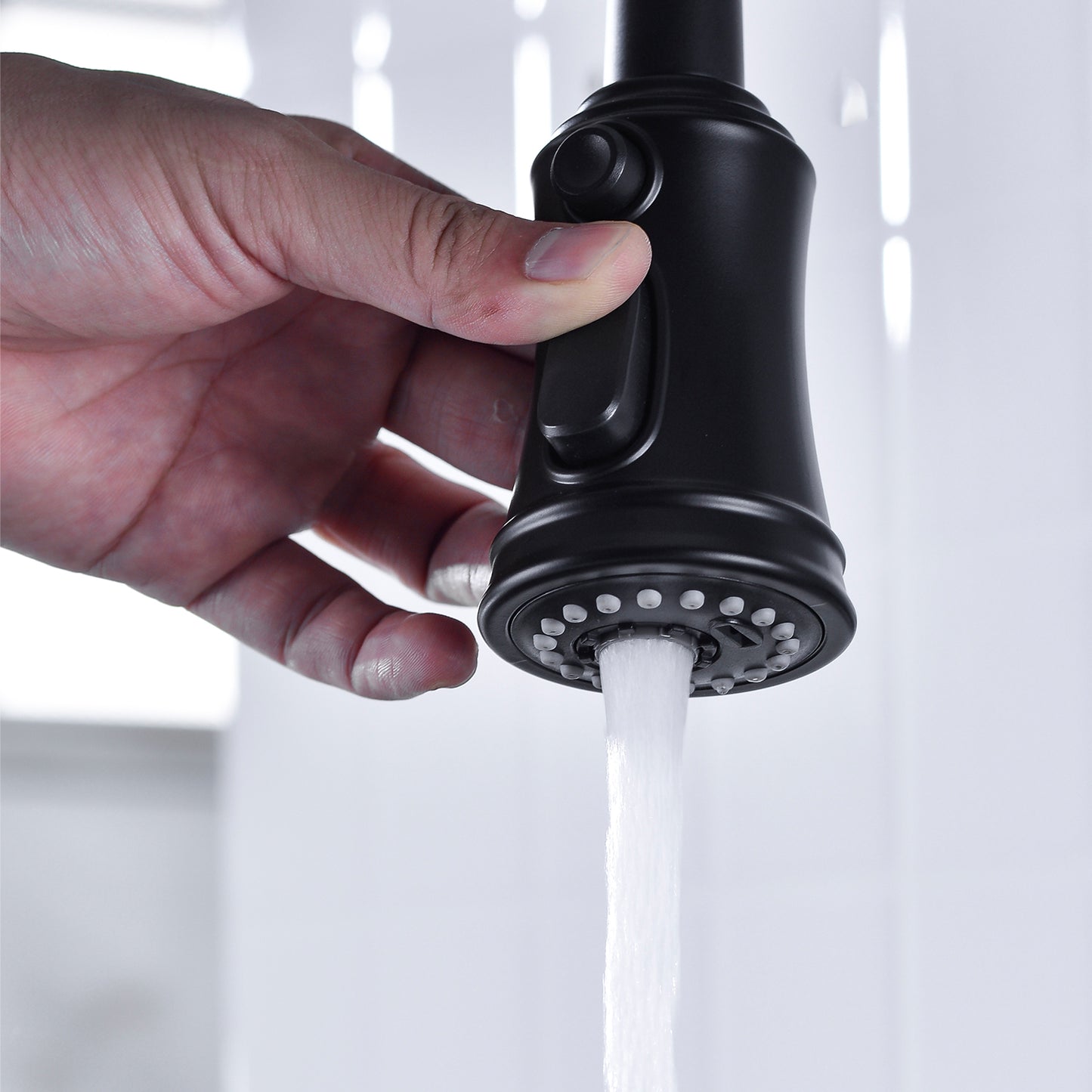 Pull Down Kitchen Faucet with Dual Handle - Matte Black