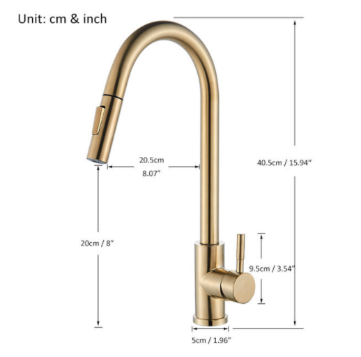 304 Stainless Steel Kitchen Pull-Out Faucet with Multiple Finish Options