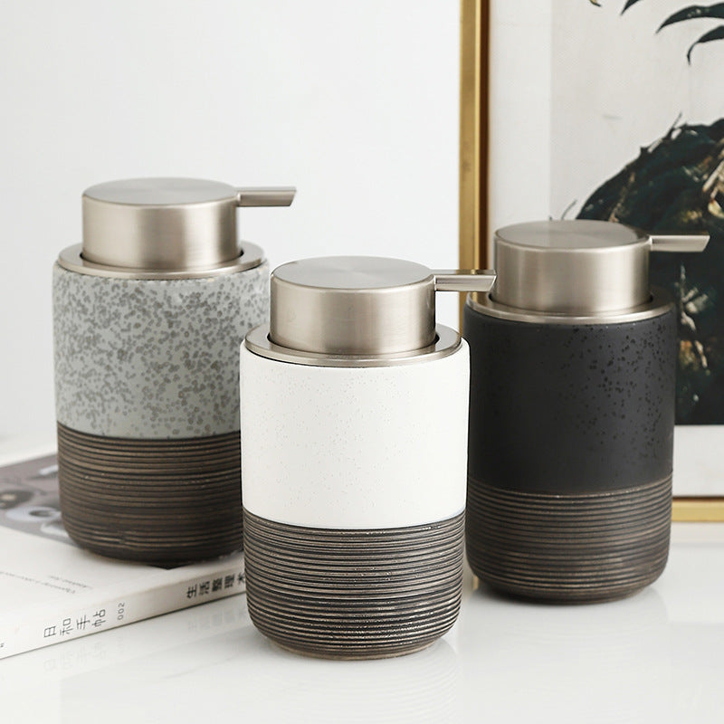 Ceramic Relief Pressed Mousse Bottles for Home & Garden Storage - White, Gray, Black