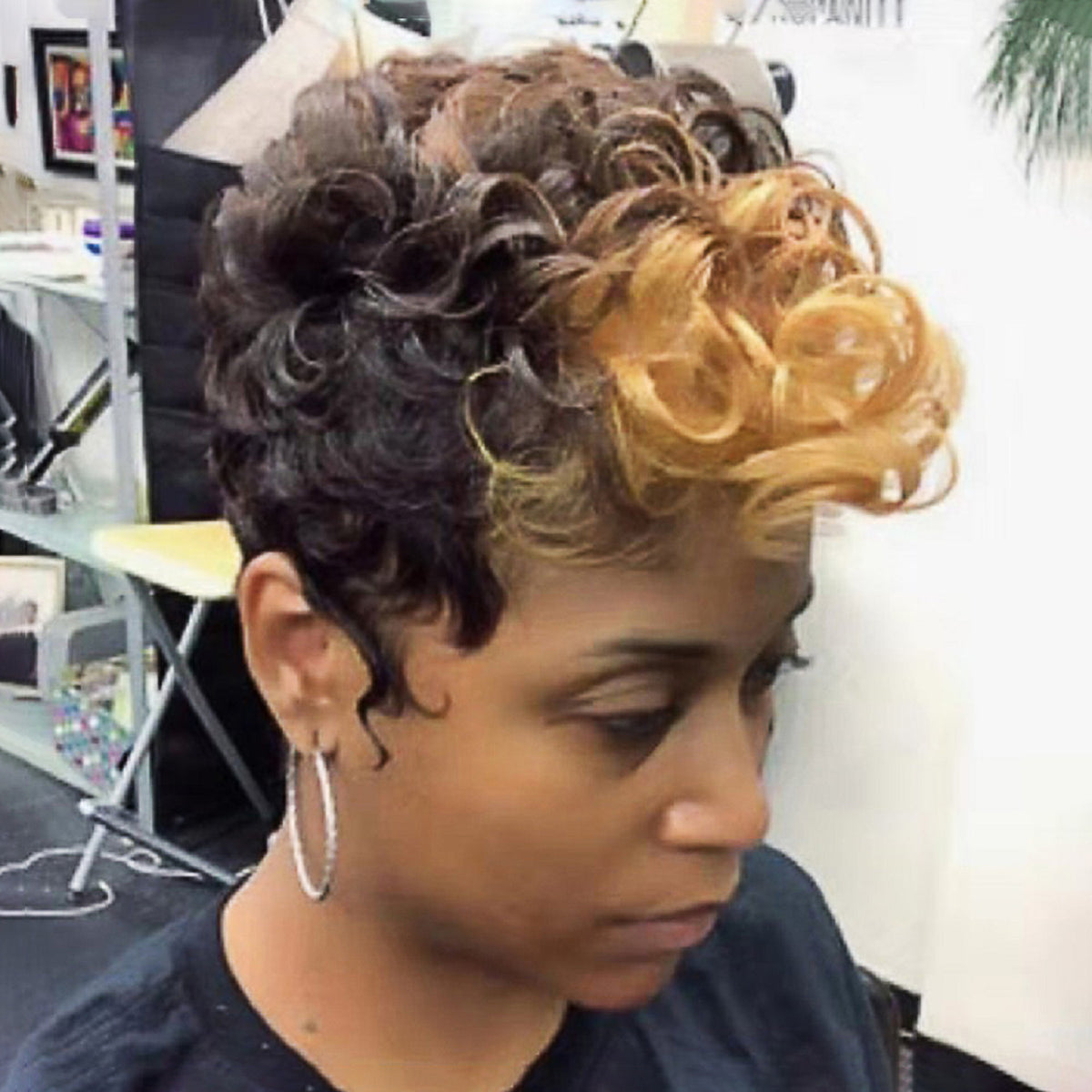 Short Curly Hair Wig - Synthetic Fiber