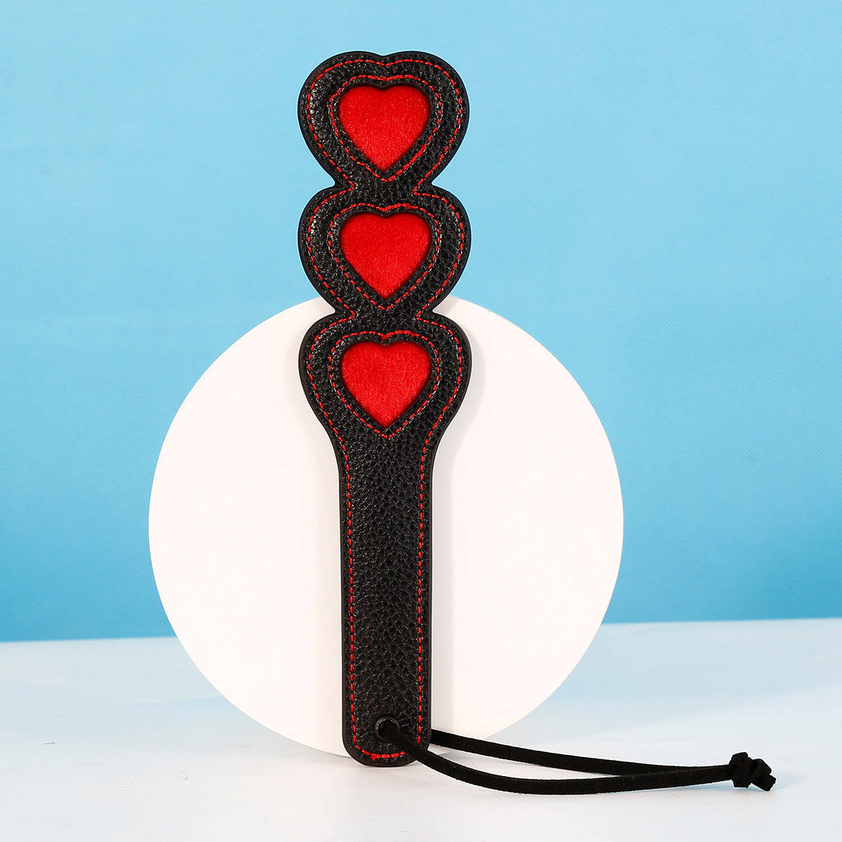 Heart-Shaped Double-Sided Leather Hand Clapping Toy - Black