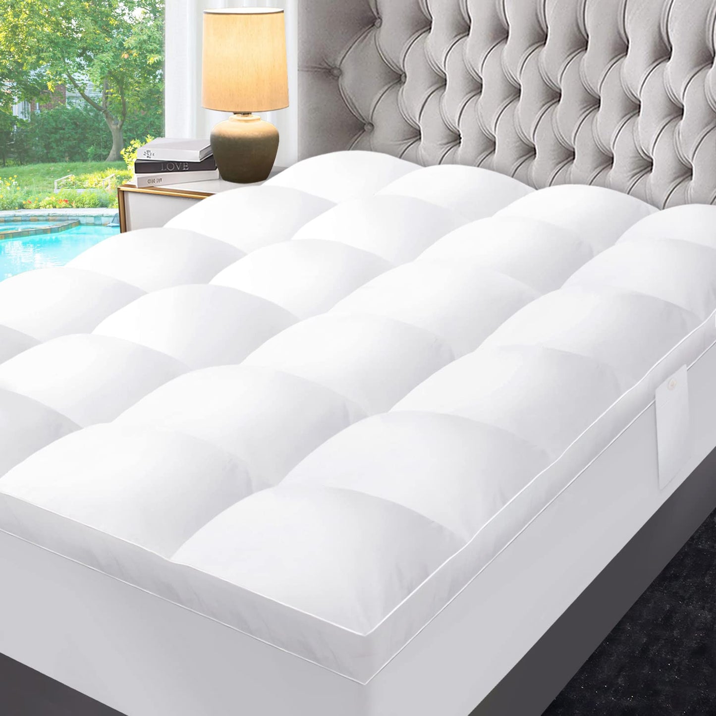 Cooling Mattress Topper Pad - Ultra-Soft Quilted Design, Deep Pocket
