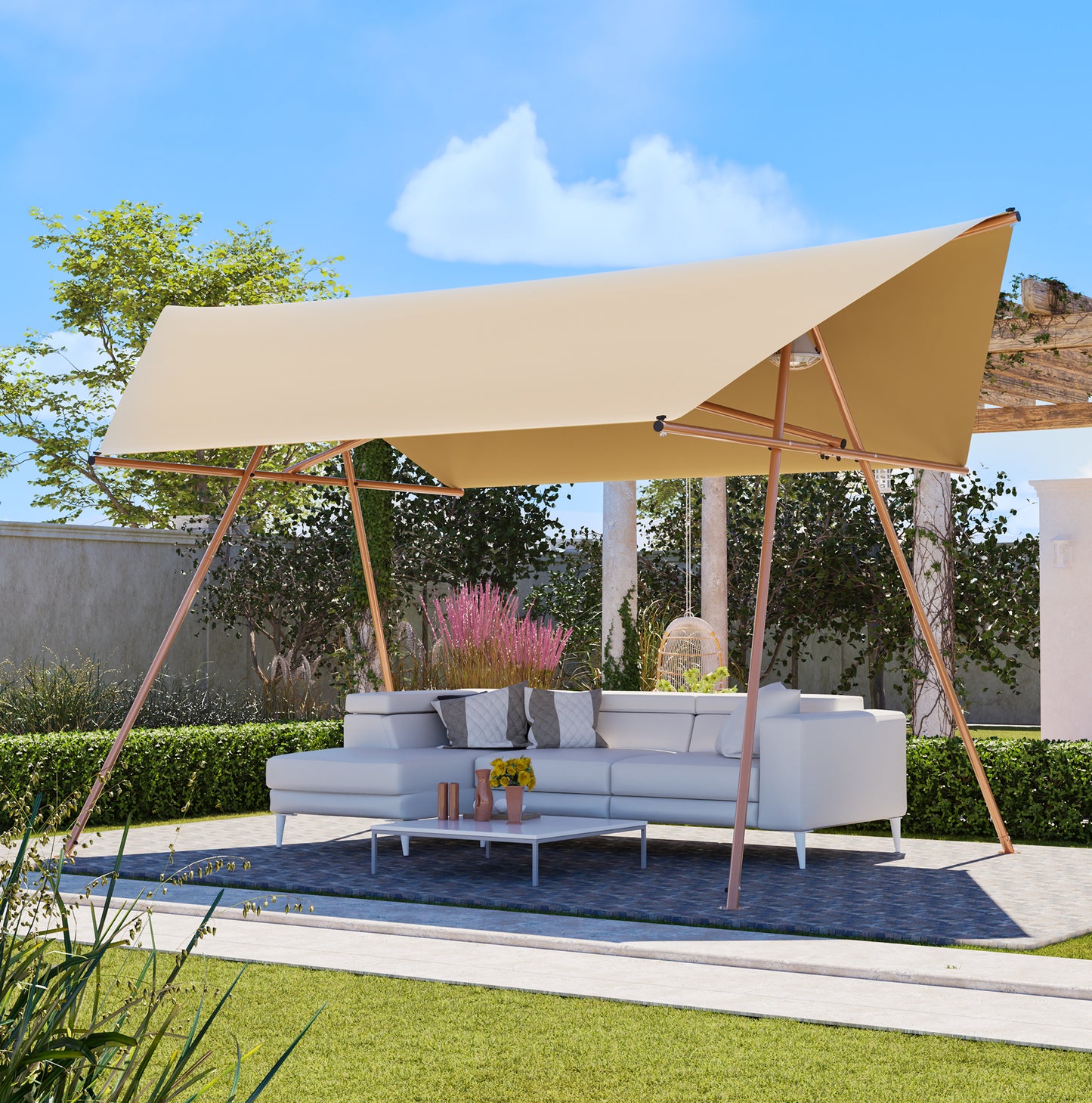 Hexagonal Shade Sail Canopy, Large 206 X118 UV Block Sun With UPF 50