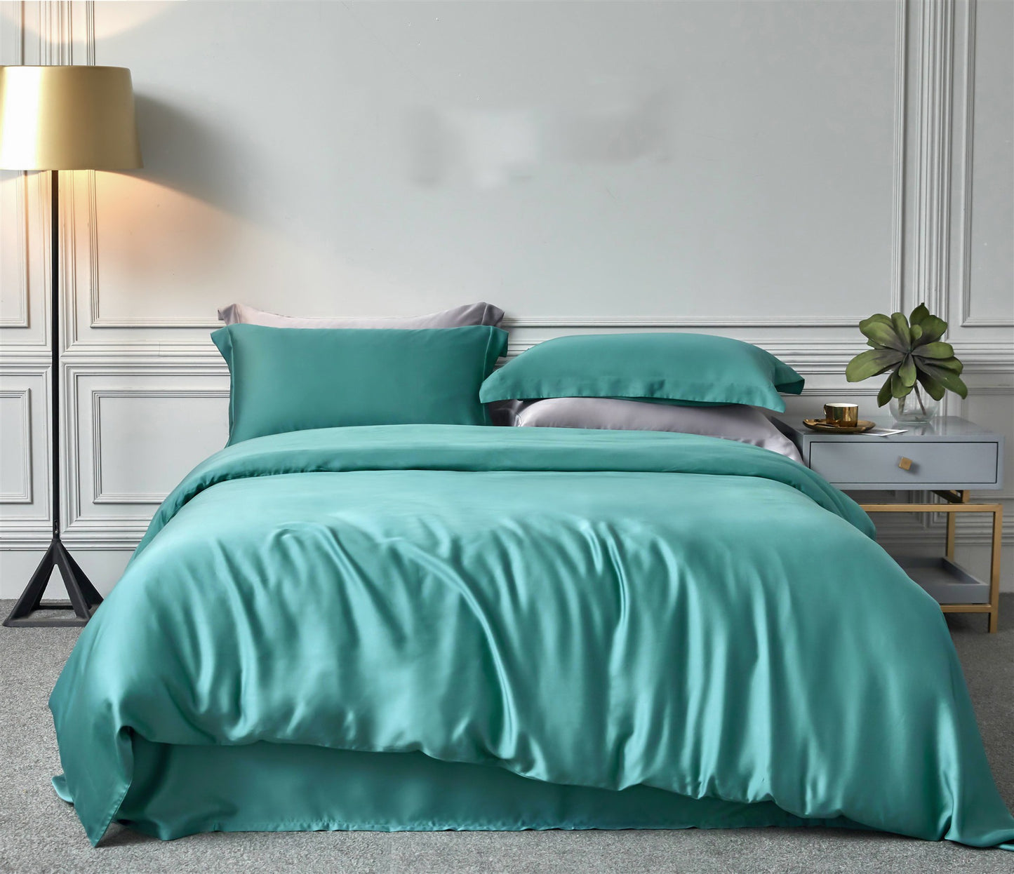Double-Sided Tencel Bed Sheets and Bedding Set - Blue, Pink, Grey, 1.5m-2m Sizes