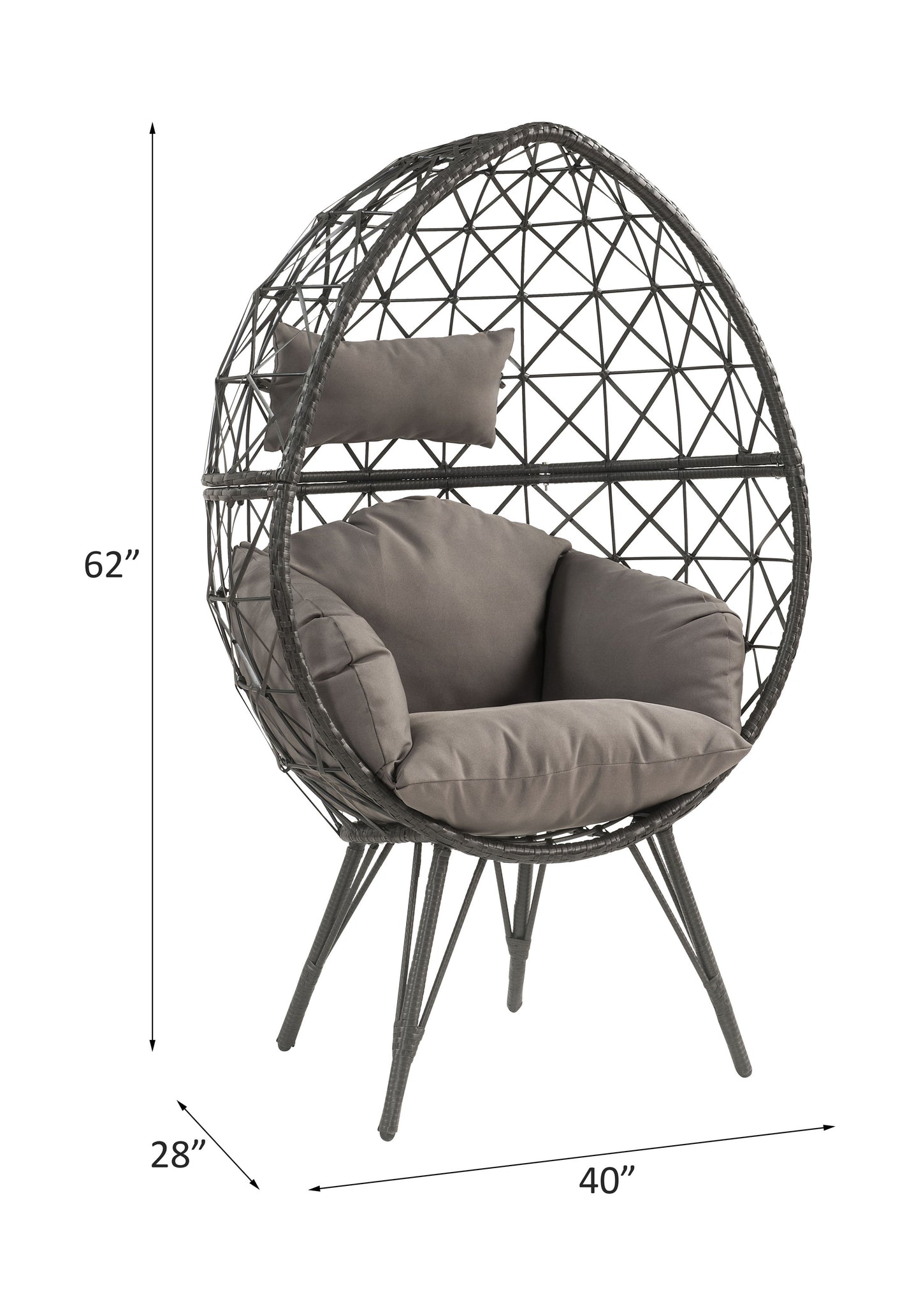 Light Gray Fabric & Black Wicker Patio Lounge Chair