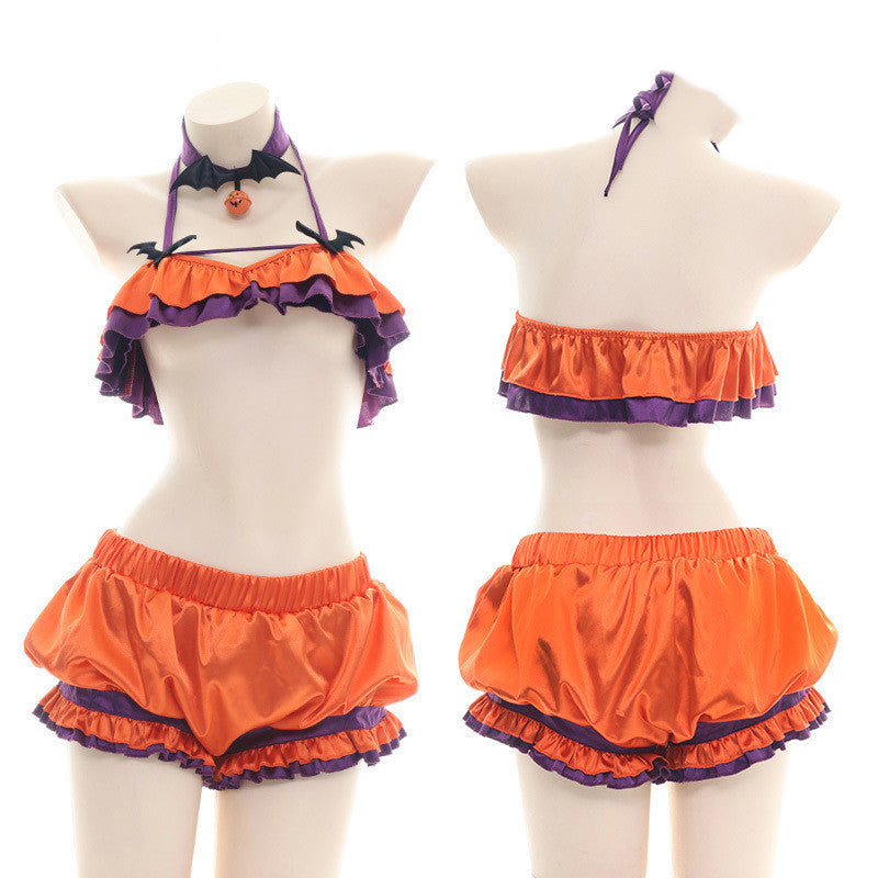 European & American Style Pumpkin Pajama Set for Adults - Cozy Cotton Blend Sleepwear