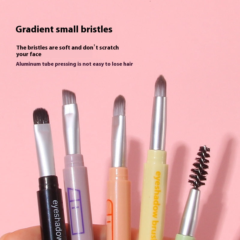 Multifunctional Aluminum Makeup Brush Set - 4-in-1 Eye Shadow & Face Tools
