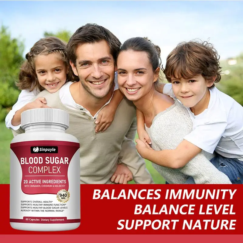 Blood Sugar Complex Supplement - 20 Active Ingredients, 60 Capsules