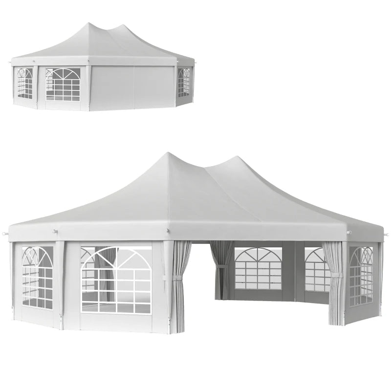 Extra-Large White Canopy Party Tent with Pull-Back Doors