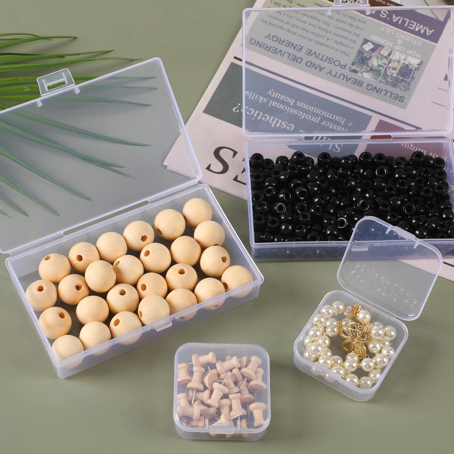 24 Pcs Clear Plastic Storage Containers with Lids - Small Organizers for Crafts, Beads, Jewelry