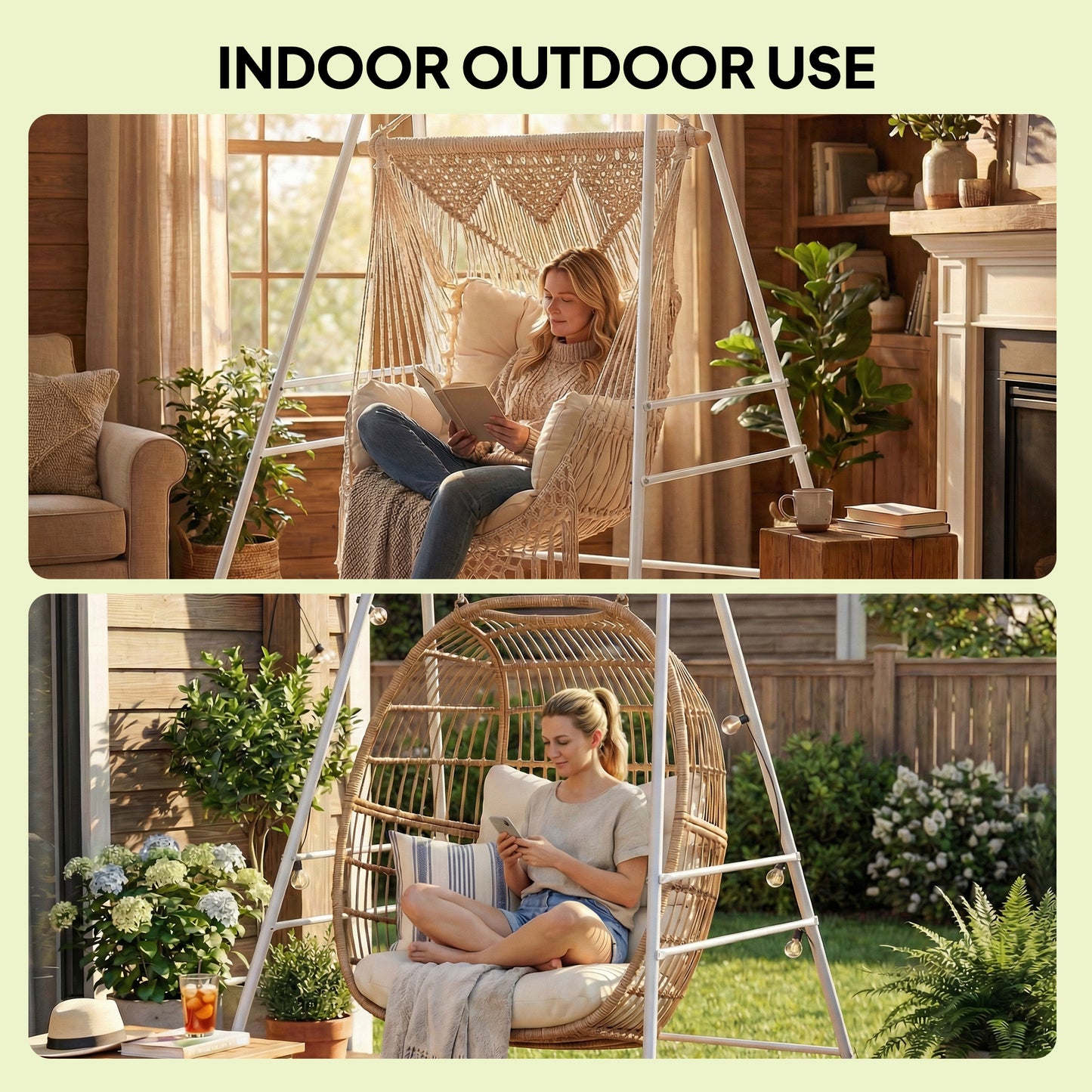 Hammock Chair Stand for Indoor & Outdoor Use - White