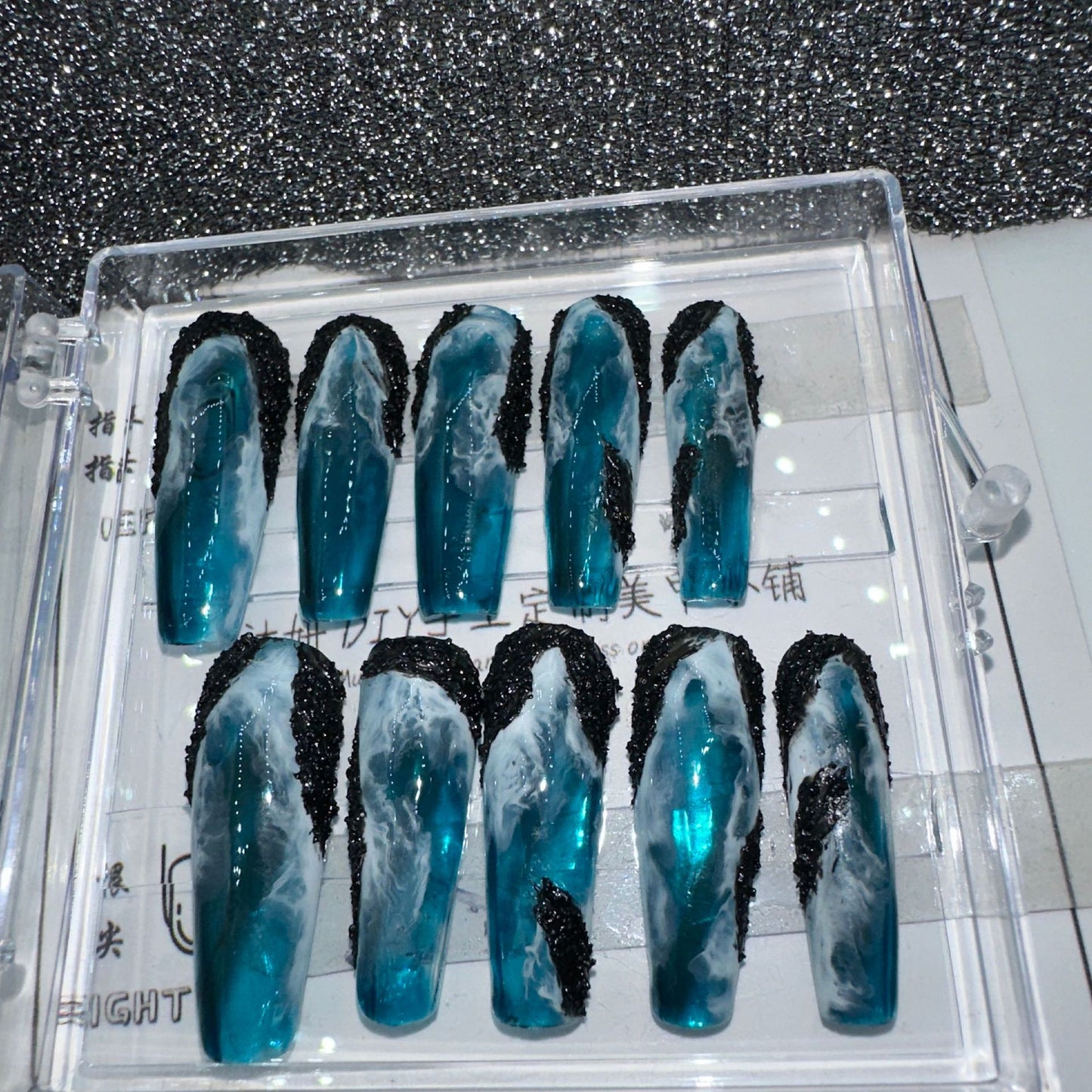 Handmade Nail Art Glitters Set - Smudges Ice Transparent, Multiple Sizes & Styles