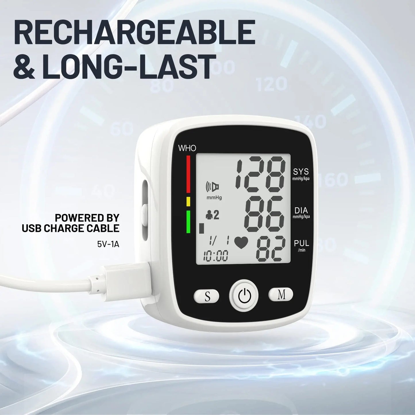 Automatic Wrist Blood Pressure Monitor - Rechargeable Voice Broadcast Cuff