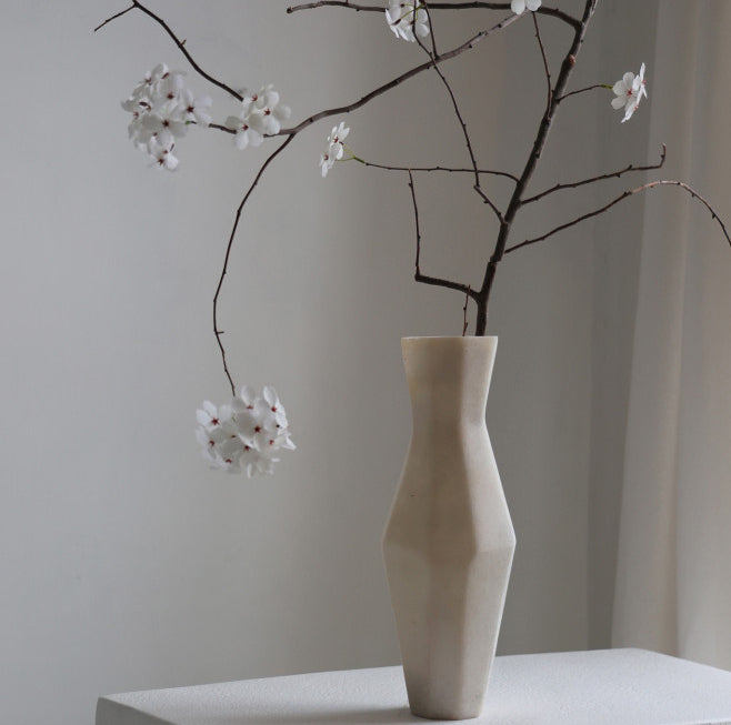 French-Style Geometric Fiberglass Flower Vase - Modern Minimalist Home Decor