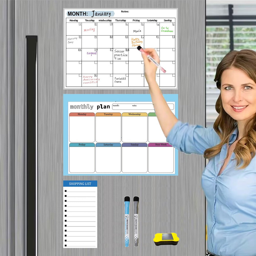 Magnetic Fridge Memo Board - Easy to Erase & Reusable