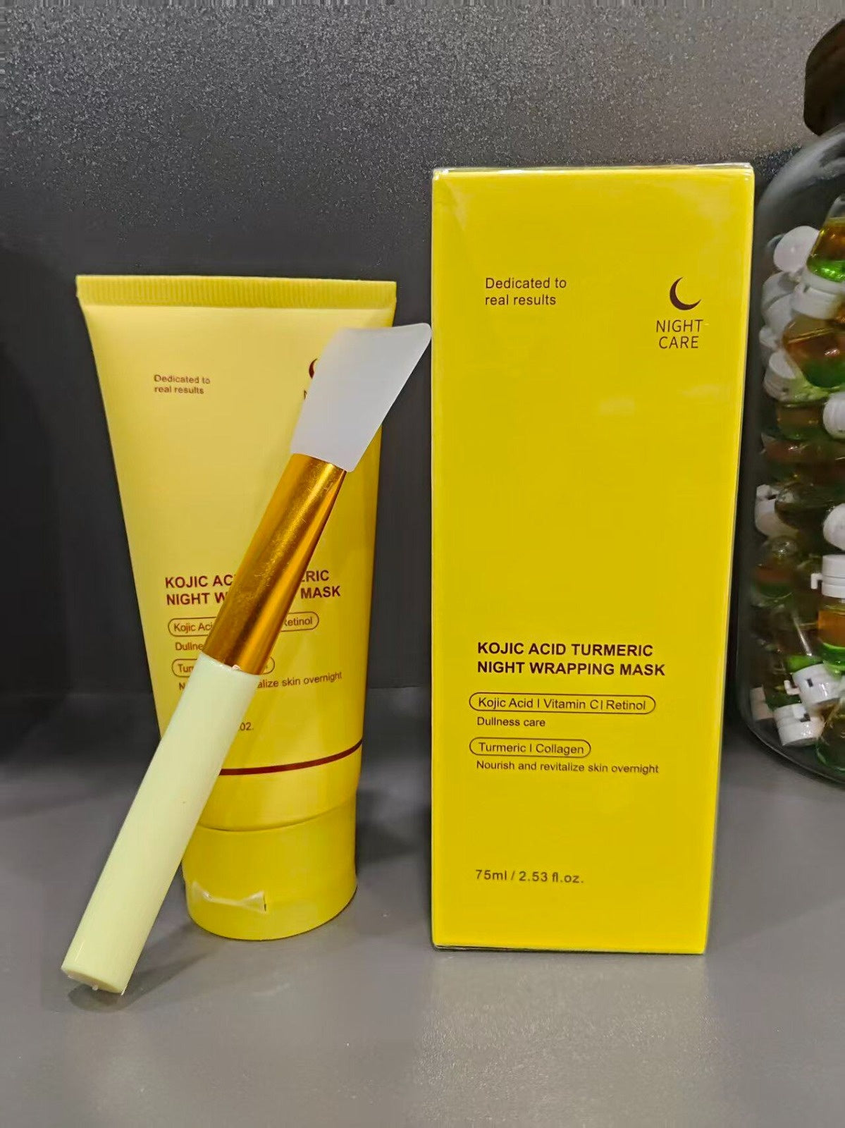 Hydrating Turmeric Facial Mask with Brush - Moisturizing Night Skin Care
