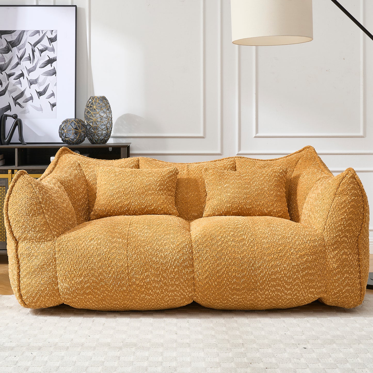 Yellow Beanbag Chair with Foam Core for Comfort & Relaxation