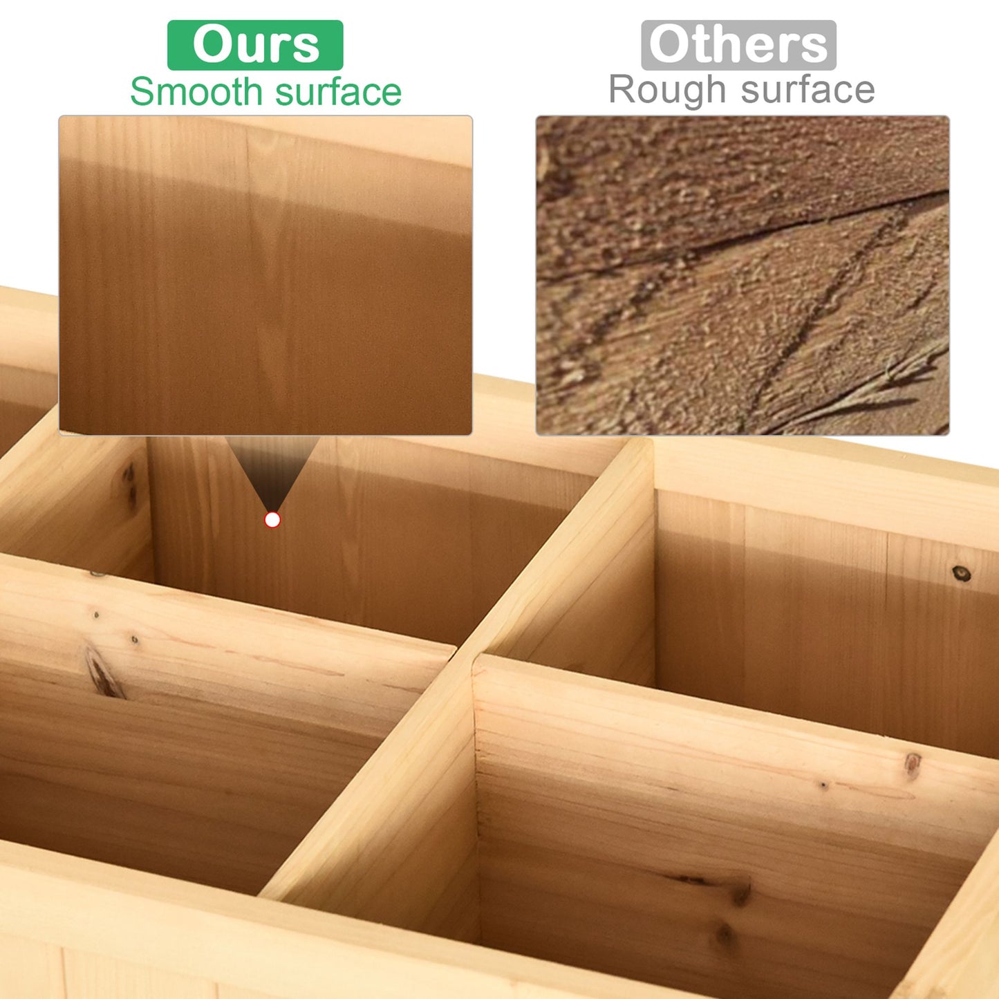 Raised Garden Bed with 8 Plant Pockets & Shelf - Wooden Elevated Planter Box for Herbs Vegetables Flowers
