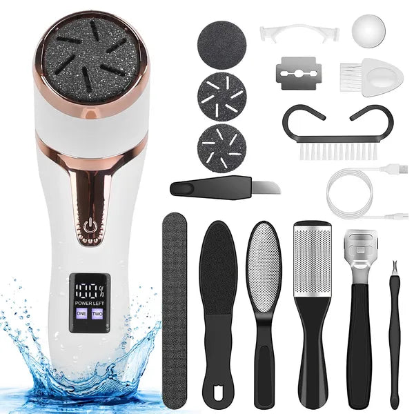 17-Piece Electric Foot Callus Remover Kit with Vacuum and 3 Grinding Heads