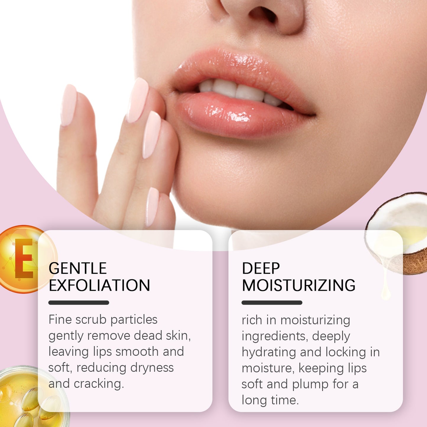 Moisturizing Lip Scrub with Coconut Oil & Vitamin E for Soft Lips