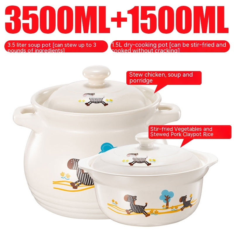 High-Temperature Ceramic Casserole Stew Pot with Cover - Kitchen & Home Storage