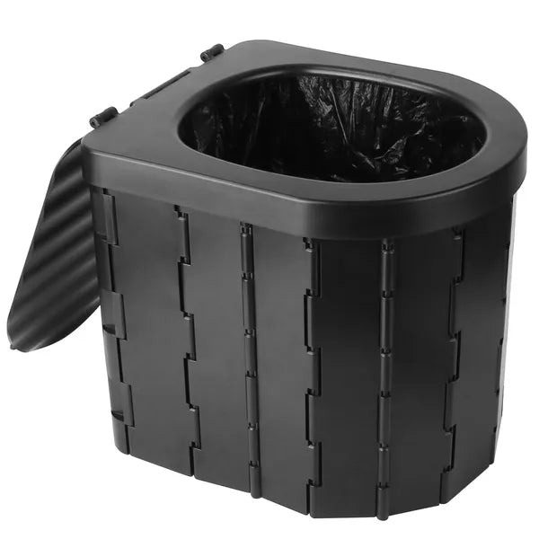 Portable Foldable Toilet with Lid - Travel Commode for Camping