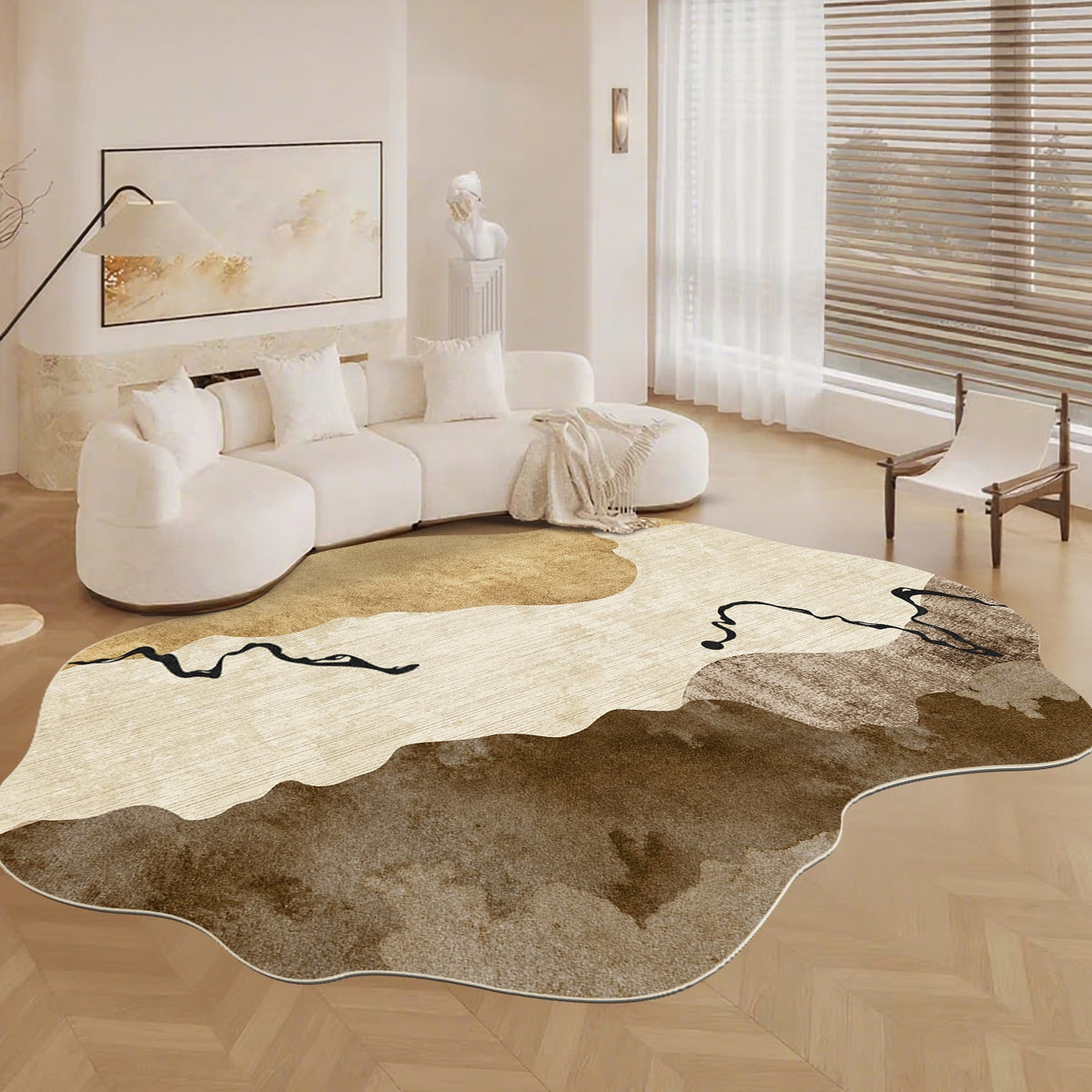 Irregular Shaped Cashmere-Like Water and Oil Absorbent Carpet for Living Room