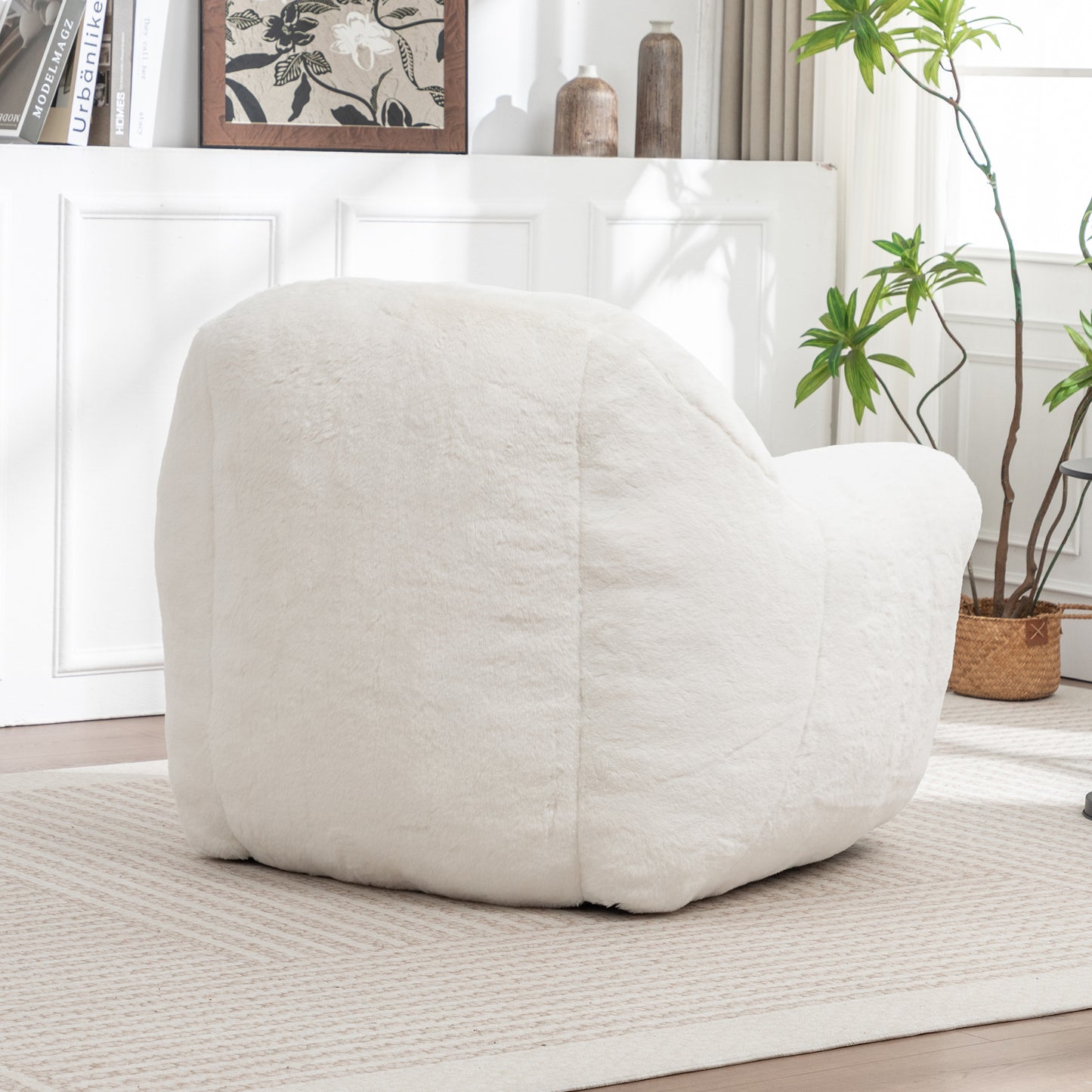 Bean Bag Chair, Comfy Sofa With Back Support, Faux Fur Chair For